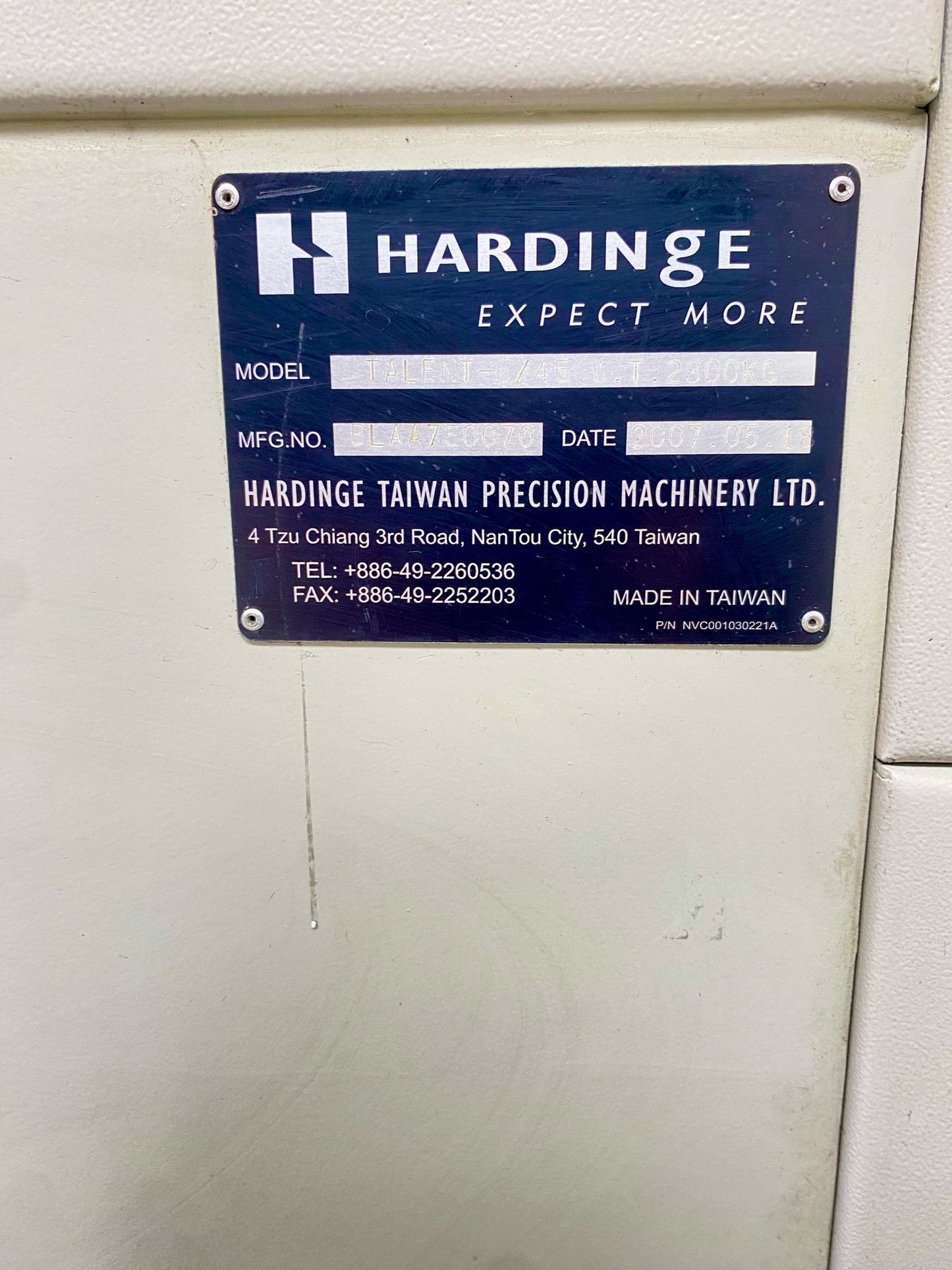 
                  
                    Hardinge Talent 6/45 2 Axis CNC Turning Centre (2007)
                  
                