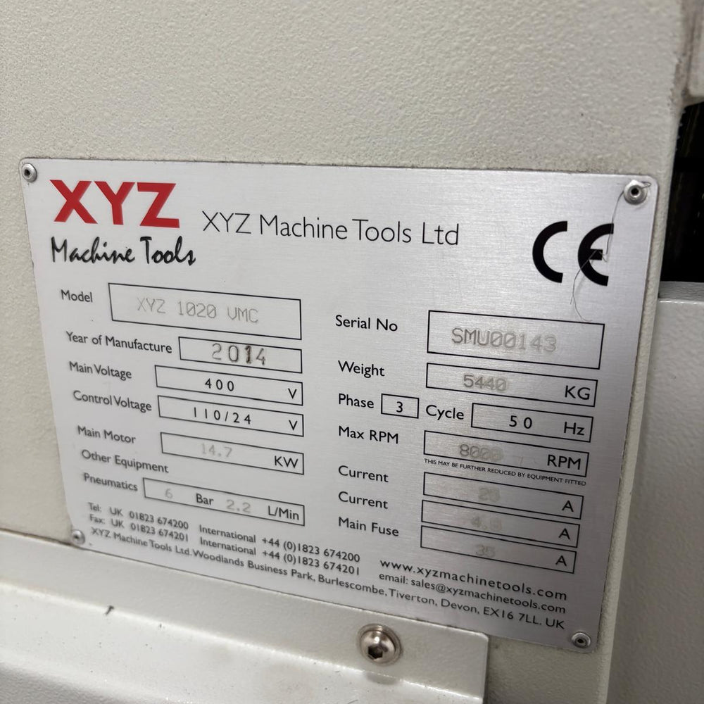
                  
                    XYZ 1020 Vertical Machining Centre POA
                  
                