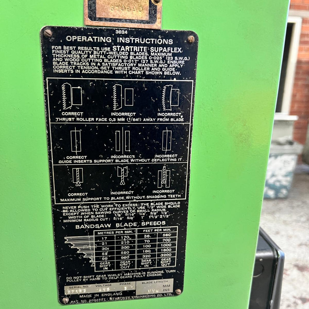 
                  
                    ** EX UNIVERSITY**  Startrite Type 18-S-5 Vertical Bandsaw
                  
                